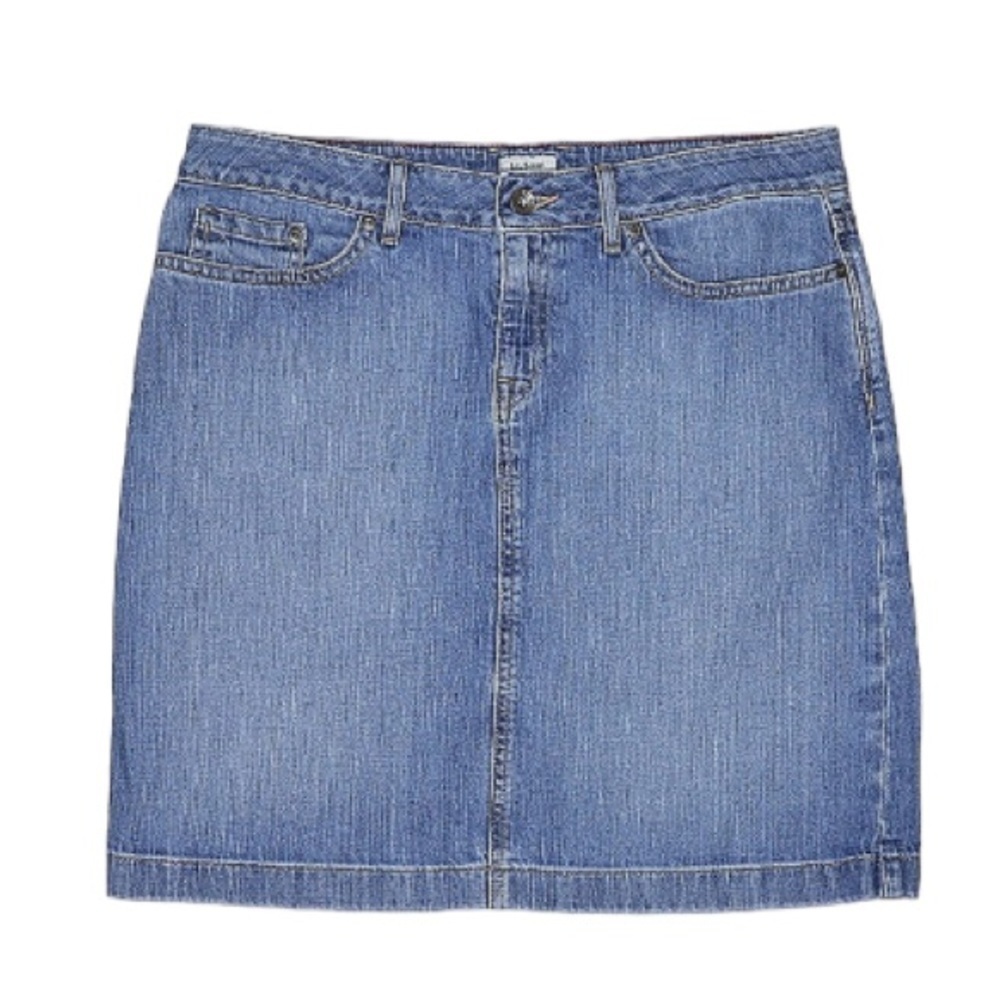 L.L. Bean Favorite Fit Denim Skirt Size 10 Petite Classic Blue Jean Skirt